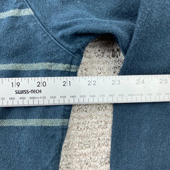 VOLCOM Shirt Men Large L Navy Blue Striped Heavy Cotton Slim Fit Button Up Polo - Picture 7 of 8